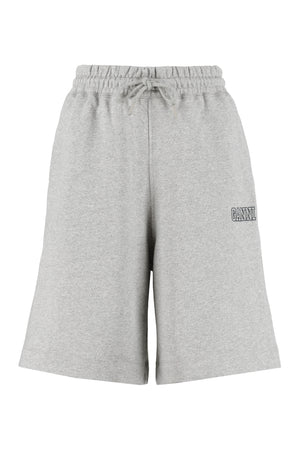 Shorts in felpa con logo ricamato-0